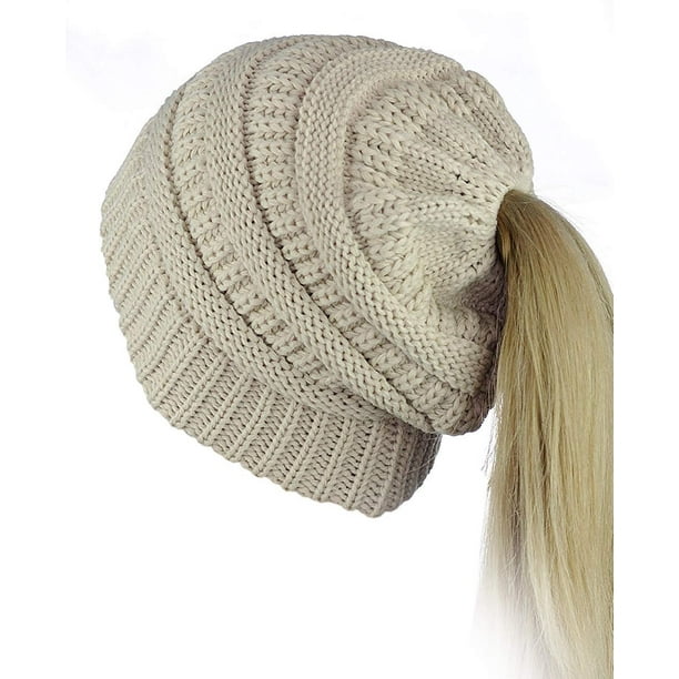Beanie Tail Messy High Bun Winter Warm Fleece Pony Tail Beanie Hat Knit Cap LOT Beanie Tail Messy High Bun Winter Warm Fleece Pony Tail Beanie Hat Knit Cap LOT